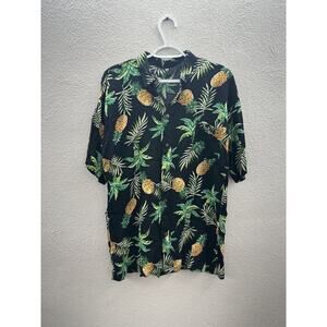 Mens Unbranded Black Floral Pineapple Short Sleeve Button Up Shirt Size Unknown